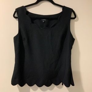 Talbots Size 12 Sleeveless Crepe Top with Scallop Neckline and Hem